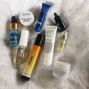 Make up assortment. Oils and face masks